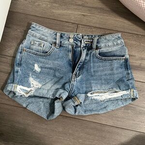 pacsun dark wash blue jean mom shorts